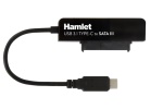 HAMLET - Hamlet Adattatore USB 3.1 Type-C to SATA III per collegare hard disk o unità SSD con Serial ATA, Nero, 70,5 mm, 26,8 mm, 12,5 mm, 20 g, 1 pz