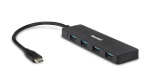 HAMLET - Hamlet Hub Usb 3.1 Type C 4 porte trasferimento fino a 5 Gbps, USB 3.2 Gen 2 (3.1 Gen 2) Type-C, USB 3.2 Gen 1 (3.1 Gen 1) Type-A, 5000 Mbit/s, Nero, 0,2 m, USB
