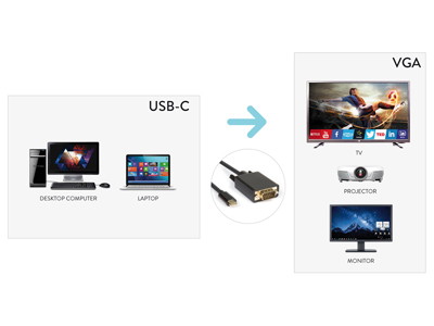 Cavo adattatore Hamlet XVAUC VGA20 Video Usb 3.1 Type C Vga