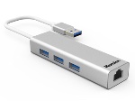 HAMLET - Hamlet XHUB330LAN, USB 3.2 Gen 1 (3.1 Gen 1) Type-A, RJ-45, USB 3.2 Gen 1 (3.1 Gen 1) Type-A, USB 3.2 Gen 1 (3.1 Gen 1), 5000 Mbit/s, Argento, Gigabit Ethernet
