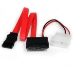 Startech.Com - StarTech.com Adattatore cavo slimline SATA a SATA e alimentazione LP4 30,5 cm, 0,304 m, SATA III, SATA 13-pin, SATA 7-pin + Molex (4-pin), Femmina/Femmina, Rosso