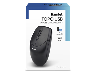 Hamlet Topo usb mouse ottico a 1000dpi 2 tasti e scroll
