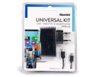 HAMLET - Hamlet Universal Kit alimentatore da parete per tablet e smartphone 4 in 1 con 4 connettori, Interno, AC, 5 V, 1 m, Nero