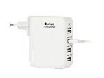 HAMLET - Hamlet Travel Charger Alimentatore USB da parete 4 porte con adattatori per 150 paesi, Interno, AC, 5 V, Bianco