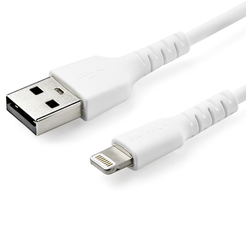 StarTech.com Cavo da USB-A a Lightening da 2m di colore bianco - Robusto e resistente cavo di alimentazione/sincornizzazione in fibra aramidica da USB tipo A a Lightening - Con certificazione Apple MF