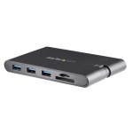 Startech.Com - StarTech.com Adattatore Multi-porta USB-C con HDMI e VGA per portatili - 3x USB 3.0 - Lettore Schede SD - PD 3.0 - Cavo integrato, Cablato, USB 3.2 Gen 1 (3.1 Gen 1) Type-C, 10,100,1000 Mbit/s, IEEE 802.3,IEEE 802.3ab,IEEE 802.3u, Nero, MMC, MicroSD (TransFlash), SD