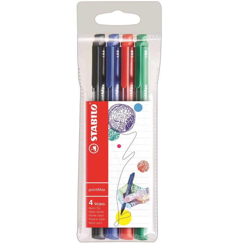 STABILO Pennarelli A Punta Max – Set Da 3, Colore Rosa, Punta In Nylon 0,8 Mm, Inchiostro A Base D'Acqua, Anti-Asciugatura 24 Ore