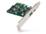 HAMLET - Hamlet Scheda Usb 3.1 PCI Express Type C+Type A trasferimento fino a 10 Gbps, PCIe, USB 3.2 Gen 1 (3.1 Gen 1), PCIe 2.0, Verde, PC, ASMedia ASM1142