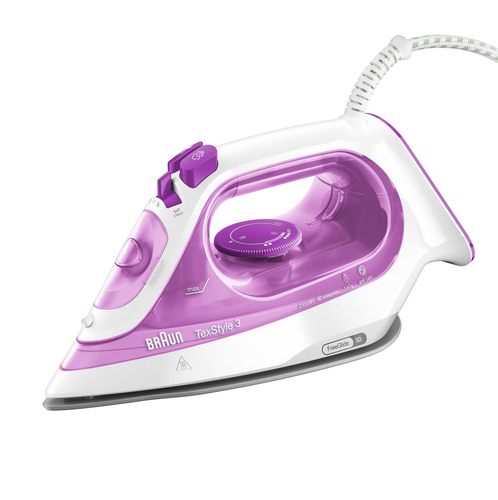 Braun TexStyle 3 SI 3030 Ferro da stiro a secco e a vapore Piastra in ceramica Ultra Glide 2300 W Rosa