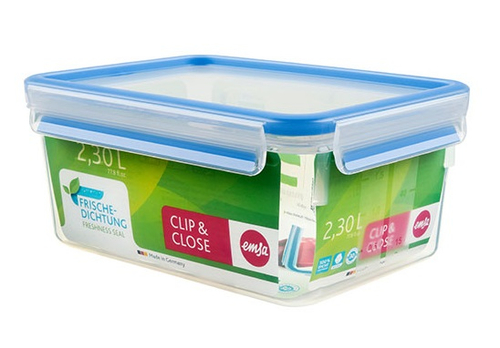 EMSA CLIP & CLOSE Rettangolare Scatola 2,3 L Blu, Trasparente 1 pz