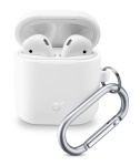 Cellular Line - Cellularline Bounce - AirPods 1&2 Custodia per AirPods in silicone soft-touch con gancio Bianco, Custodia, Silicone, Bianco