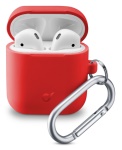 Cellular Line - Cellularline Bounce - AirPods 1&2 Custodia per AirPods in silicone soft-touch con gancio Rosso, Custodia, Silicone, Rosso