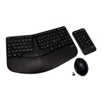 V7 - V7 Tastiera, mouse e combinazione con tastierino wireless ergonomici, Standard, RF Wireless, Nero, Mouse incluso