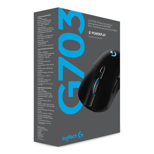 Logitech G G703 LIGHTSPEED mouse Mano destra RF Wireless Ottico 25600 DPI