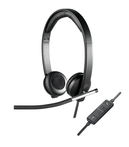 Logitech USB Headset Stereo H650e Auricolare Cablato A Padiglione Ufficio Nero, Argento