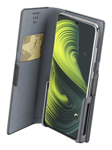 Cellularline Slide & Click - L: (Misure max telefono: 90mm * 170mm) Custodia a libro multicompatibile effetto pelle Nero