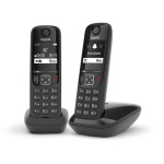 GIGASET - Gigaset AS690 DUO, Telefono analogico/DECT, Cornetta wireless, Telefono con vivavoce, 100 voci, Identificatore di chiamata, Nero