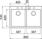 Elleci Quadra 340 G40 Lavello montato su piano Rettangolare Granitek