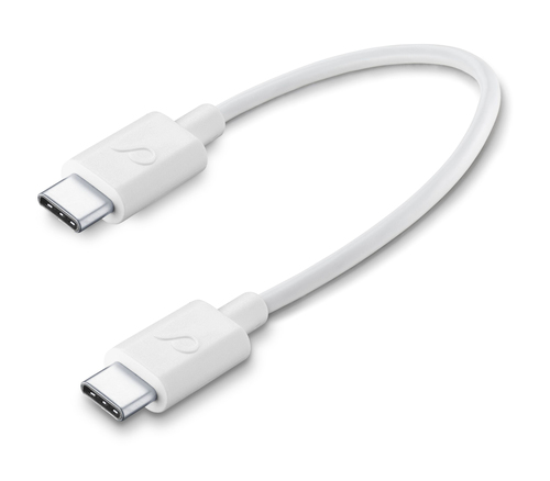 Cellularline USB Cable Portable - USB-C||USB-C Cavo da USB-C a USB-C per la ricarica e sincronizzazione dati Bianco