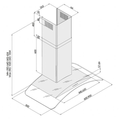 Silverline 3159.9 cappa aspirante Cappa aspirante a parete Acciaio inossidabile 560 m³/h C