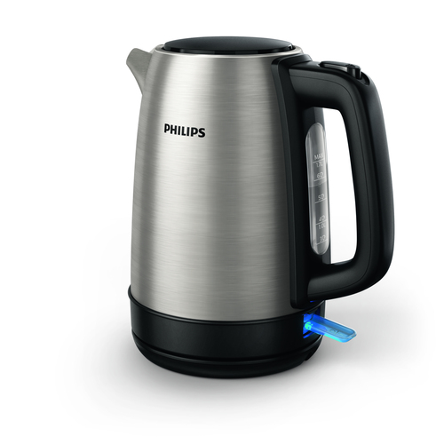 Bollitore in metallo da 1,7 l con spia e coperchio a molla Bollitore elettrico Philips HD-9350/90 Inox HD9350/90