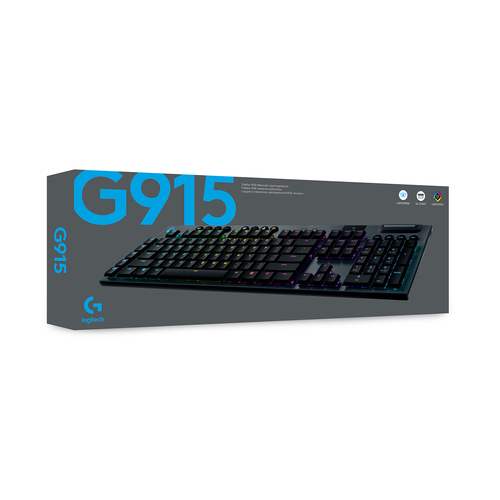 Logitech G G915 LIGHTSPEED Wireless RGB Mechanical Gaming Keyboard - GL Tactile tastiera RF senza fili + Bluetooth QWERTY Inglese Carbonio