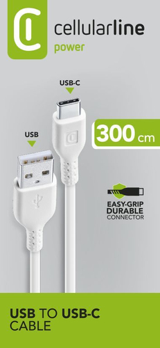Cellularline USB Cable Home XL - USB-C Cavo da USB a USB-C per la ricarica e sincronizzazione dati Bianco