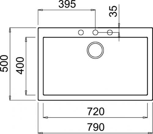 Elleci Quadra 130 Lavello montato su piano Rettangolare Keratek Plus