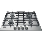 WHIRLPOOL - Hotpoint PPH 60G DF/IX, Acciaio inossidabile, Da incasso, 59 cm, Gas, Acciaio inossidabile, 4 Fornello(i)