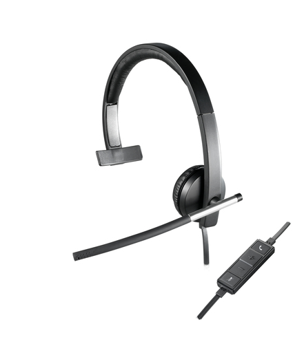 Logitech USB Headset Mono H650e Auricolare Cablato A Padiglione Ufficio Nero, Grigio