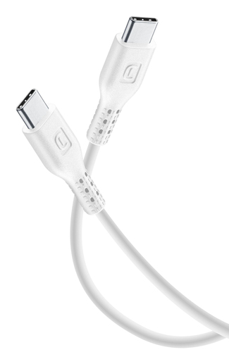 Cellularline USB Cable Home XL - USB-C||USB-C Cavo da USB-C a USB-C per la ricarica e sincronizzazione dati Bianco