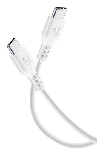 Cellularline USB Cable Medium - USB-C||USB-C Cavo da USB-C a USB-C per la ricarica e sincronizzazione dati Bianco