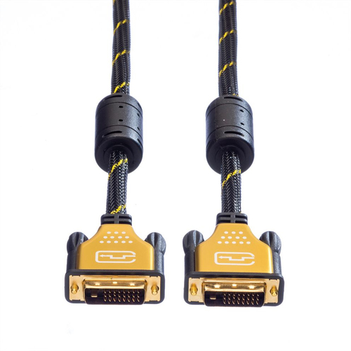 ROLINE 11.04.5513 cavo DVI 3 m DVI-D Nero, Oro