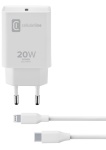 Cellular Line - Cellularline USB-C Charger Kit 20W - USB-C to Lightning - iPhone 8 or later Caricabatterie da rete USB-C 20W per la carica alla massima velocità di iPhone 8 e successivi con cavo USB-C to Lightning Bianco, 1 m, Bianco