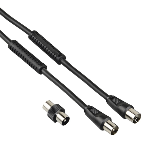 Hama Cavo antenna M/F con adattatore M/M, 1,5 metri, 85 dB, ferrite, nero