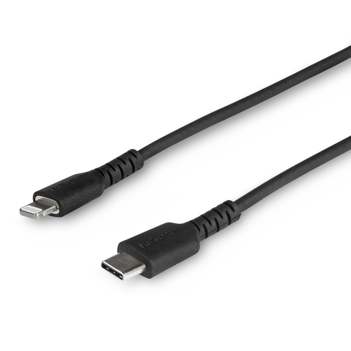 StarTech.com Cavo durevole da USB-C a Lightning da 1m nero - Cavo di alimentazione/sincronizzazione in Fibra aramidica robusta per impieghi intensivi da USB tipo C a Lightening - Certificato Apple MFi