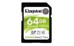 KINGSTON - Kingston Technology Scheda SDXC Canvas Select Plus 100R C10 UHS-I U1 V10 da 64GB, 64 GB, SDXC, Classe 10, UHS-I, 100 MB/s, Class 1 (U1)