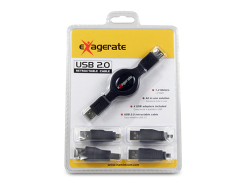Hamlet Cavo retrattile usb con 4 adattatori fino a 1.2 metri