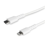Startech.Com - StarTech.com Cavo durevole da USB-C a Lightning da 1m bianco - Cavo di alimentazione/sincronizzazione in Fibra aramidica robusta per impieghi intensivi da USB tipo C a Lightening - Certificato Apple MFi per iPad/iPhone 12, Bianco, USB C, Lightning, 1 m, Maschio, Maschio