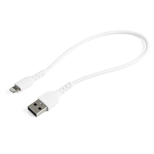 StarTech.com Cavo da USB-A a Lightning da 30cm bianco - Robusto e resistente cavo di alimentazione/sincronizzazione in fibra aramidica da USB tipo A da Lightning - Certificato Apple Mfi per iPad/iPhon