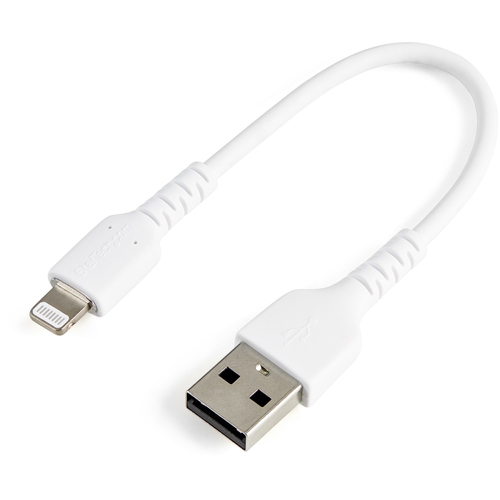 StarTech.com Cavo da USB-A a Lightning da 15cm bianco - Robusto e resistente cavo di alimentazione/sincronizzazione in fibra aramidica da USB tipo A da Lightning - Certificato Apple Mfi per iPad/iPhon