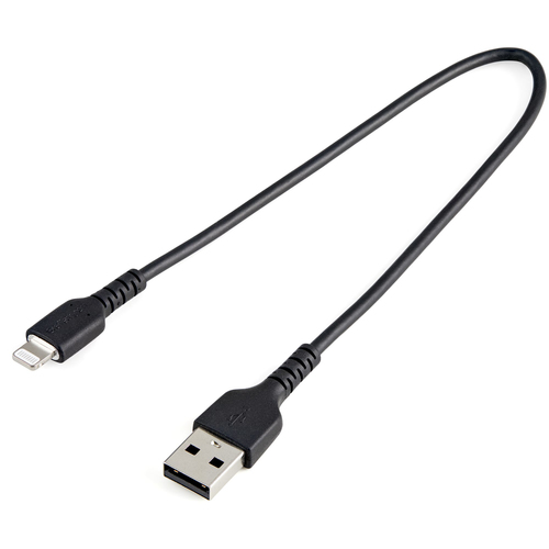StarTech.com Cavo da USB-A a Lightning da 30cm nero - Robusto e resistente cavo di alimentazione/sincronizzazione in fibra aramidica da USB tipo A da Lightning - Certificato Apple Mfi per iPad/iPhone 