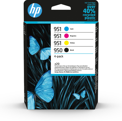 6ZC65AE HP Confezione da 4 cartucce di inchiostro originali 950/951, nero, ciano, magenta, giallo, Resa standard, 24 ml, 16,5 ml, 1000 pagine, 4 pz, Confezione combo