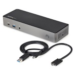 Startech.Com - StarTech.com USB-C e USB-A Dock - Docking station universale triplo monitor DisplayPort e HDMI 4K 60Hz - 85W Power Delivery, Hub 6x USB, GbE, Audio - Docking station USB tipo C/USB 3.1 Gen 2 10Gbps, Cablato, USB 3.2 Gen 2 (3.1 Gen 2) Type-C, 85 W, 10,100,1000 Mbit/s, Nero, Grigio, 10 Gbit/s