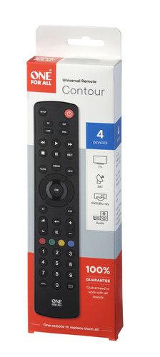 One For All Basic Contour 4 telecomando IR Wireless TV, Set-top box TV, DVD/Blu-ray, Altoparlante Soundbar Pulsanti