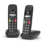 GIGASET - Gigaset E290 Duo, Telefono analogico/DECT, Cornetta wireless, Telefono con vivavoce, 150 voci, Identificatore di chiamata, Nero