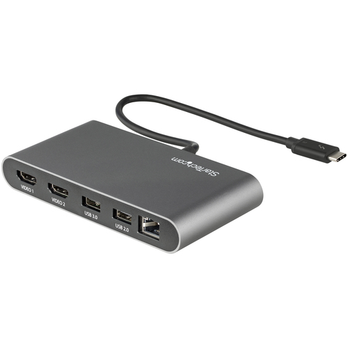 StarTech.com Thunderbolt 3 Mini Dock - TB3 Docking Station per 2 monitor HDMI 4K 60Hz - 2x USB-A (3.2/2.0) e GbE - Cavo da 28 cm - Replicatore di porte per notebook - Adattatore multiporta USB-C/TB3 p