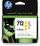 HP - HP Confezione da 3 cartucce di inchiostro giallo originale DesignJet 712 da 29 ml, Resa standard, Inchiostro colorato, 29 ml, 3 pz, Confezione combo