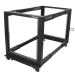 Startech.Com - StarTech.com Armadio Server Rack con 4 staffe a Telaio Aperto 12U con profondità regolabile da 59-104cm - Rack per apparecchiature di rete con rotelle, livellatori e gestione dei cavi, Rack indipendenti, 12U, 544 kg, Gestione dei cavi ottimizzata, Rotelle, 22,7 kg