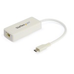 Startech.Com - StarTech.com Adattatore USB-C Ethernet con porta USB 3.0 aggiuntiva - Colore bianco, Cablato, USB tipo-C, Ethernet, 5000 Mbit/s, Bianco